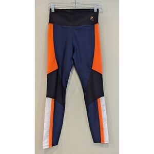P.E. Nation Black Blue Orange Colorblock Leggings Size Small